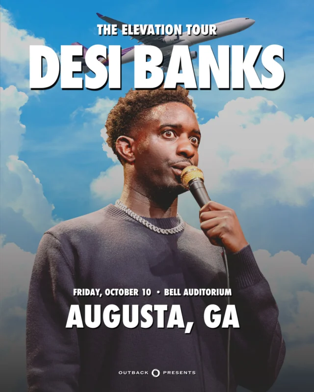 🎤 JUST ANNOUNCED 🎤
Comedian and internet sensation 𝐃𝐞𝐬𝐢 𝐁𝐚𝐧𝐤𝐬 is bringing 𝑇ℎ𝑒 𝐸𝑙𝑒𝑣𝑎𝑡𝑖𝑜𝑛 𝑇𝑜𝑢𝑟 to the Bell Auditorium on October 10th! Get ready for a night of nonstop comedy and viral energy you won’t want to miss.

🎟 Tickets go on sale Friday, June 27th at 10AM at Ticketmaster.com

#DesiBanks #BellAuditorium #AugustaEvents #ComedyNight #EntertainAugusta #CSRA #downtownaugusta #augustaga