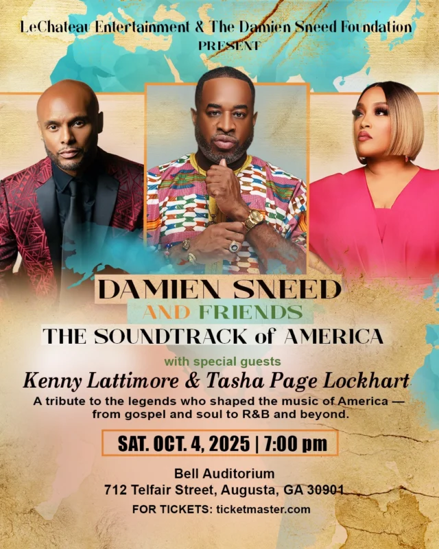 *ON SALE NOW* Internationally acclaimed artist, composer, and conductor Damien Sneed is coming to the Bell Auditorium on October 4th!

Get tickets now 🎟link in bio

#DamienSneed #kennyLattimore #tashapagelockhart #music #tribute #gospel #bellauditorium #augustaga #downtownaugusta