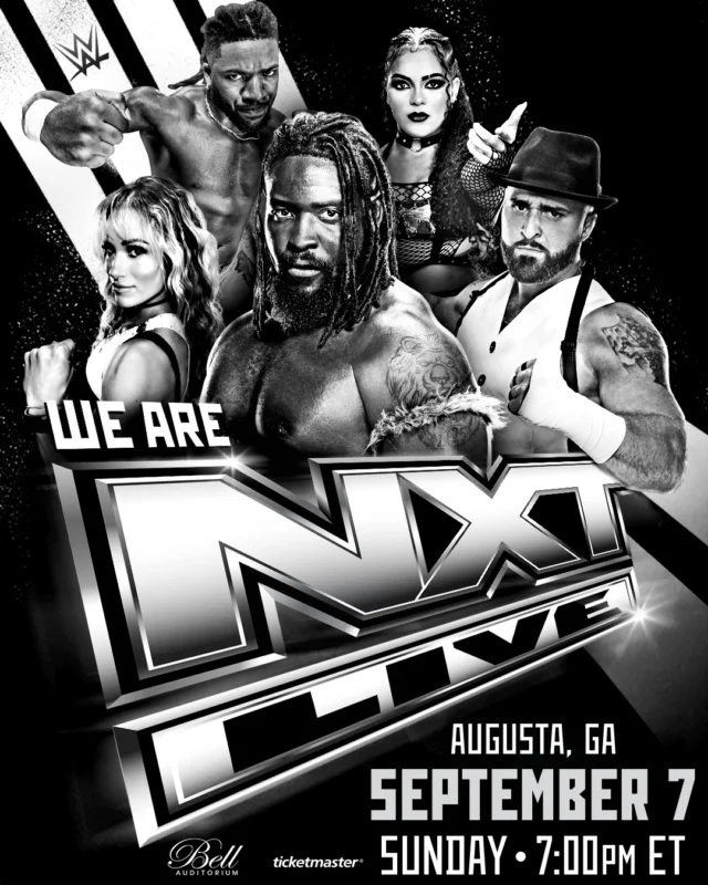 𝐆𝐄𝐓 𝐑𝐄𝐀𝐃𝐘, 𝐀𝐔𝐆𝐔𝐒𝐓𝐀!

#WWENXT is bringing the action LIVE to the Bell Auditorium on September 7th! 💥

The superstars of NXT are ready to throw down in a night full of slams, surprises, and showdowns you won’t forget. 💪

🎟️ Grab your squad. Grab your tickets. And get ready to feel the heat live and up close! 

Ticket link in bio. 

#NXTLive #WWEAugusta #FeelTheHeat #WrestlingNight #augustaga #downtownaugusta #wrestling #wwe
