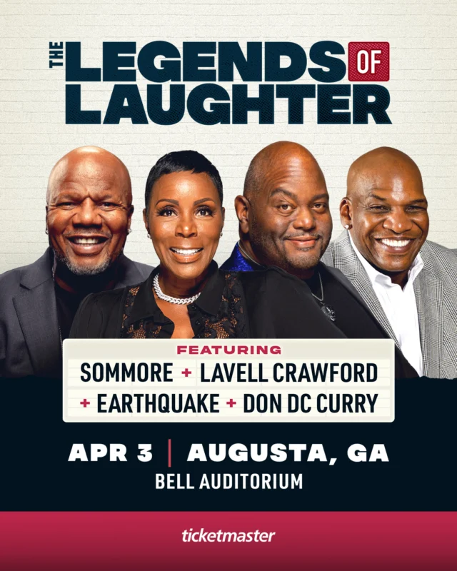 *JUST ANNOUNCED* The Legends of Laughter featuring Sommore, Lavell Crawford, Earthquake and Don "DC" Curry is returning to the Bell Auditorium on April 3rd, 2026! 

Tickets go on sale Wednesday, October 15th at 10AM. 

#comedy #standup #augustaga #entertainaugusta #bellauditorium