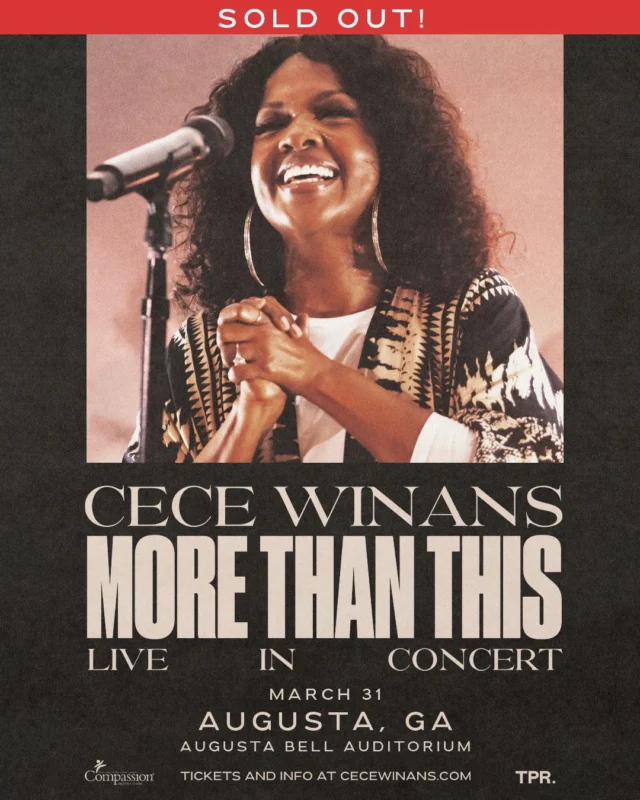 Augusta, y'all did this! CeCe Winans More Than This Live in Concert on March 31 is officially SOLD OUT! 🙌✨

#augusta #bellaudtiroium #cecewinans #morethanthisliveinconcert #csra #entertainaugusta #loveaugusta #augustaentertainmentcomplex #visitaugusta #downtownaugusta