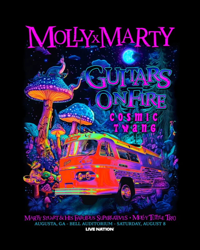 🚨 EVENT UPDATE 🚨 We're excited to announce the Molly Tuttle & Marty Stuart: Guitars on Fire- The Cosmic Twang Tour has been 𝘳𝘦𝘴𝘤𝘩𝘦𝘥𝘶𝘭𝘦𝘥 𝘧𝘰𝘳 𝘚𝘢𝘵𝘶𝘳𝘥𝘢𝘺, 𝘈𝘶𝘨𝘶𝘴𝘵 8! 

Link in bio for more information! 

#martystuart #mollytuttle #bellauditorium #augustaga #augustageorgia #downtownaugusat #loveaugusta #visitagusta #entertainaugusta #csra #augustaentertainmentcomplex