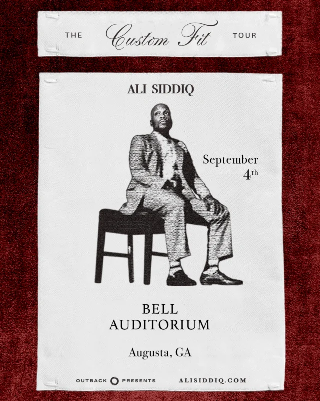 🚨 JUST ANNOUNCED 🚨

Comedy fans, get ready! 😂 🎤 @alisiddiq returns to the Bell on September 4 with The Custom Fit Tour! 

Tickets go on sale Friday, June 26 at 10AM.

#AliSiddiq #CustomFitTour #BellAuditorium #AugustaGA #LiveComedy #JustAnnounced #AugustaEvents #entertainaugusta #augustaentertainmentcomplex #loveaugusta #csra #downtownaugusta #visitaugusta