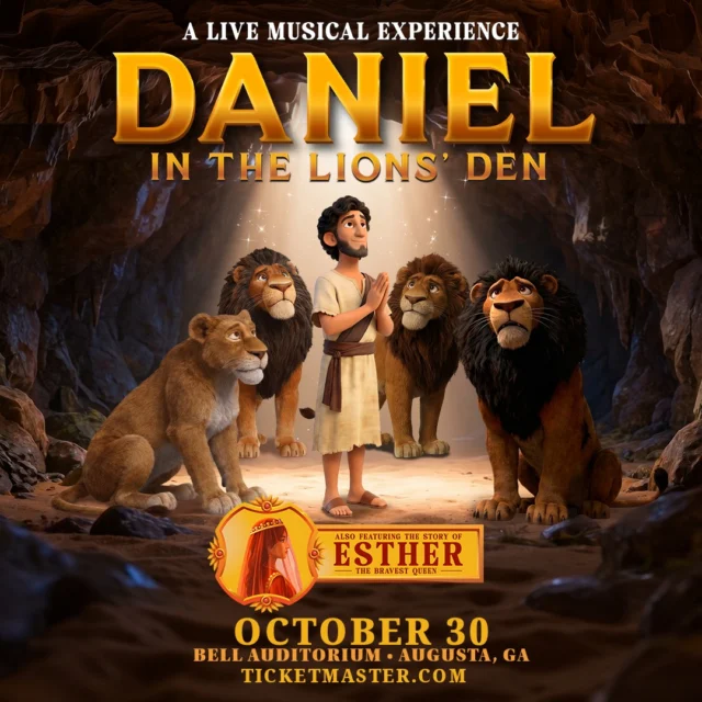 🎟️ Ticket savings! Groups of 10+ can save $5 per ticket for 𝘋𝘢𝘯𝘪𝘦𝘭 𝘪𝘯 𝘵𝘩𝘦 𝘓𝘪𝘰𝘯𝘴' 𝘋𝘦𝘯 coming to the Bell on Friday, October 30! Grab your family, friends or church group and enjoy an inspiring night of faith, music and powerful storytelling.

To purchase group tickets on line at Ticketmaster.com select Groups 10+ on the ticket type tab.  Ticket link in bio! 

Get ready to roar with the lions, stand with the Queen and revel in the courage that echoes through the ages! 𝘋𝘢𝘯𝘪𝘦𝘭 𝘪𝘯 𝘵𝘩𝘦 𝘓𝘪𝘰𝘯𝘴' 𝘋𝘦𝘯 brings an epic story to the stage in this exciting musical adventure. Also experience the story of 𝘌𝘴𝘵𝘩𝘦𝘳: 𝘛𝘩𝘦 𝘉𝘳𝘢𝘷𝘦𝘴𝘵 𝘘𝘶𝘦𝘦𝘯 - a young woman who finds herself in a palace full of secrets and must summon extraordinary courage to save her people. This two-story production is part of a brand-new theatrical series from The Originals Live.

#BellAuditorium #AugustaGA #augusatgeorgia #csra #downtownaugusta #entertainaugusta #visitaugusata #augustaentertainmentcomplex #augustafamilyevents #augustaevents #loveaugusta #churchgroups #augustachurchgroups #augustayouthgroups #churchoutings #csrafamilyevents